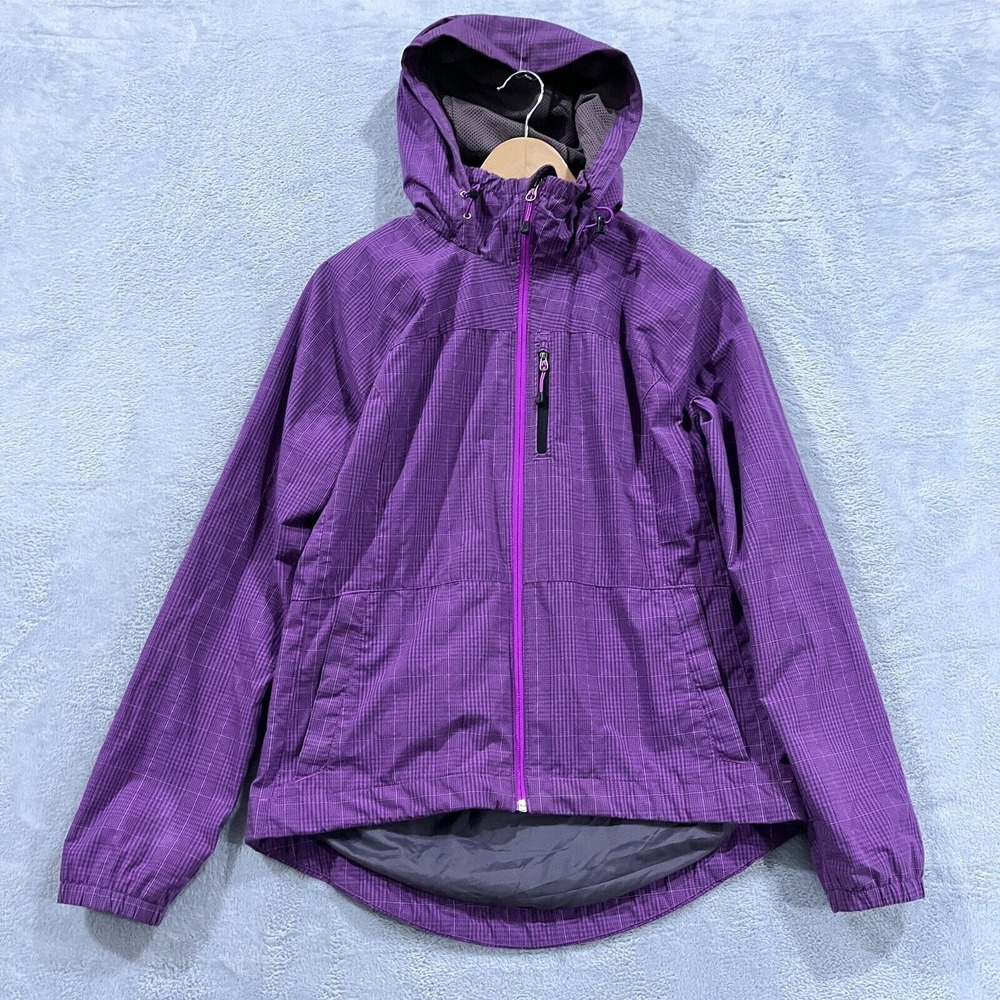 The North Face Rain Jacket Medium Full Zip Hooded Nylon Coat Outdoors Purple